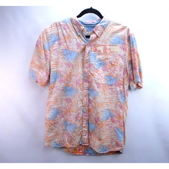 Vintage Fat Face UK Fently Palm Short Sleeve Shirt Hawaiian Mens Size L Orange - Picture 1 of 8